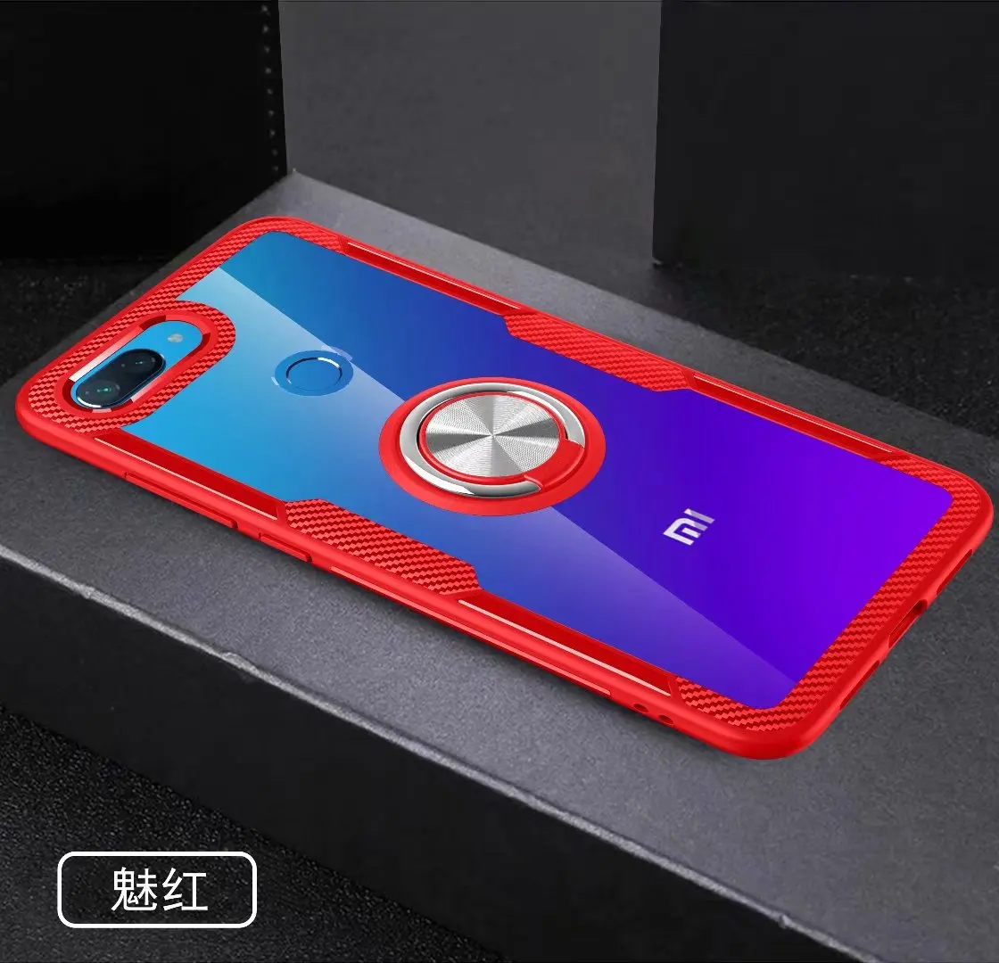 Для xiaomi mi 8 Lite чехол с кольцом-подставкой магнит прозрачный противоударный защитный чехол на заднюю панель для xiaomi mi 8 lite оболочка