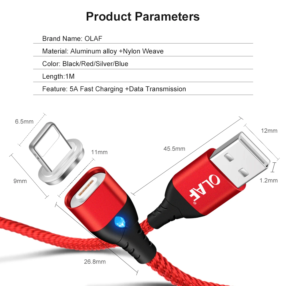 Олаф 3A Магнитный кабель для iPhone Micro usb type-C кабель адаптер Быстрая зарядка кабель для samsung xiaomi LG кабель для мобильного телефона 2 м