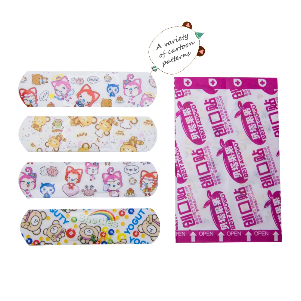 

100pcs/10Bags Band Aid Sterile Cartoon Bandage Hemostasis Stickers Adhesive Bandages First Aid For Kids Children Health C1201