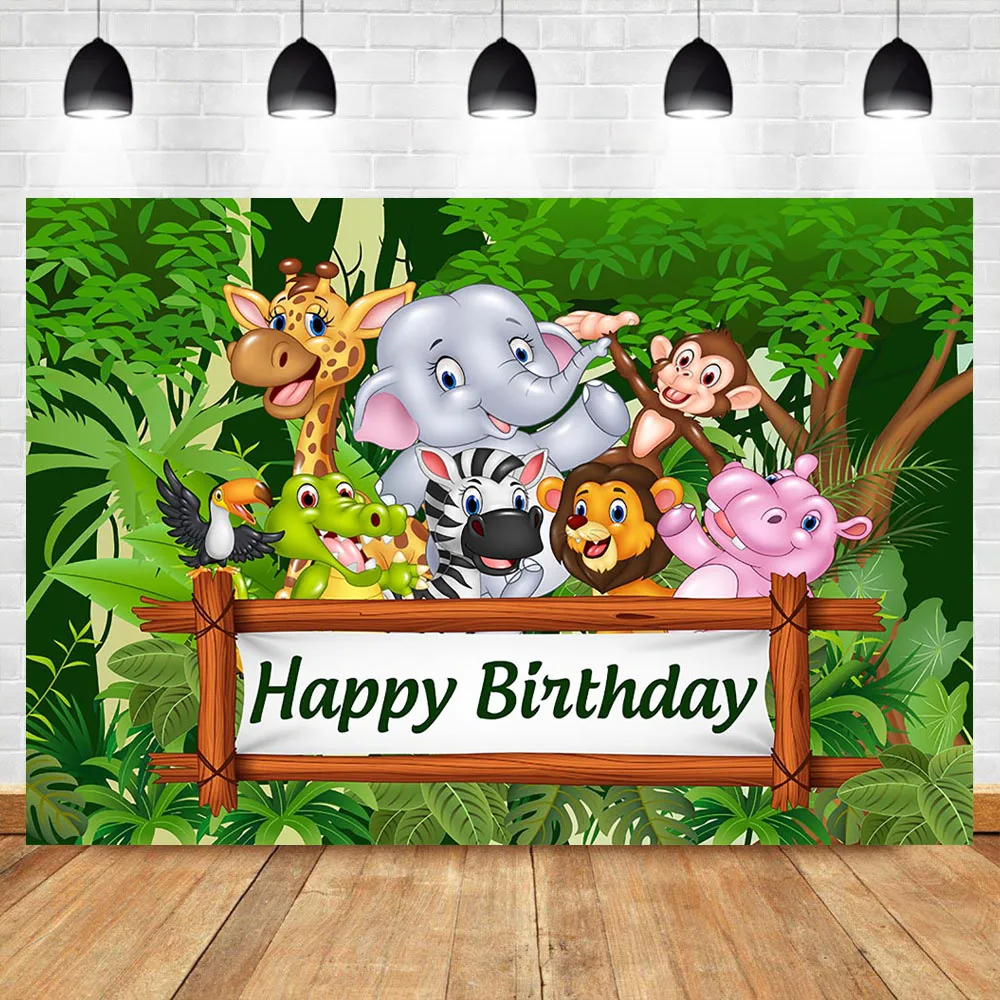 

Jungle Theme Backdrop Animal Birthday Party Photo Backdrop Cute Elephant Zebra Photo Backgroud Cartoon Wild Photography Backdrop