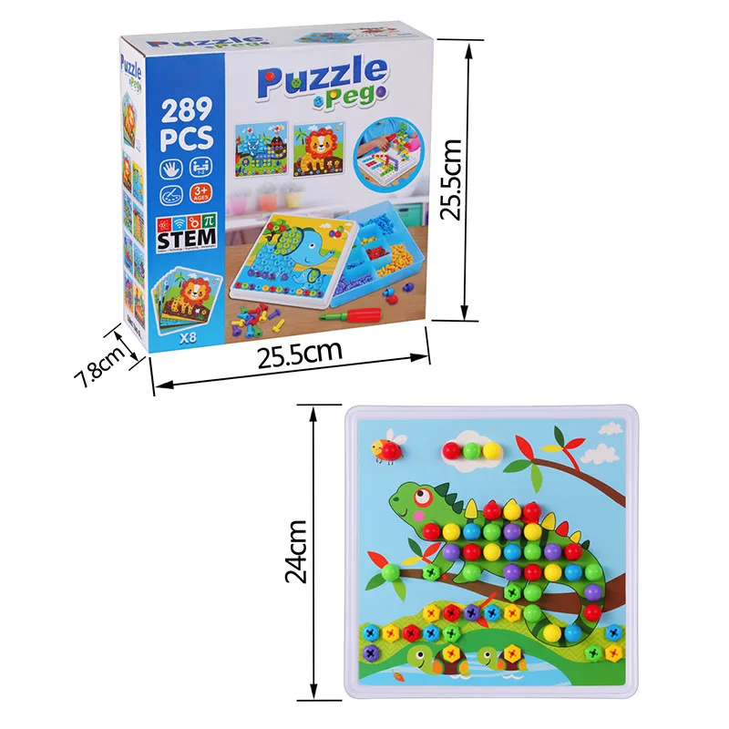 289Pcs Drill Screw Group Toys Nut And Mushroom Nail 2 In 1 DIY Disassembly Puzzle Toys Children STEM Educational Toys Kids Gifts
