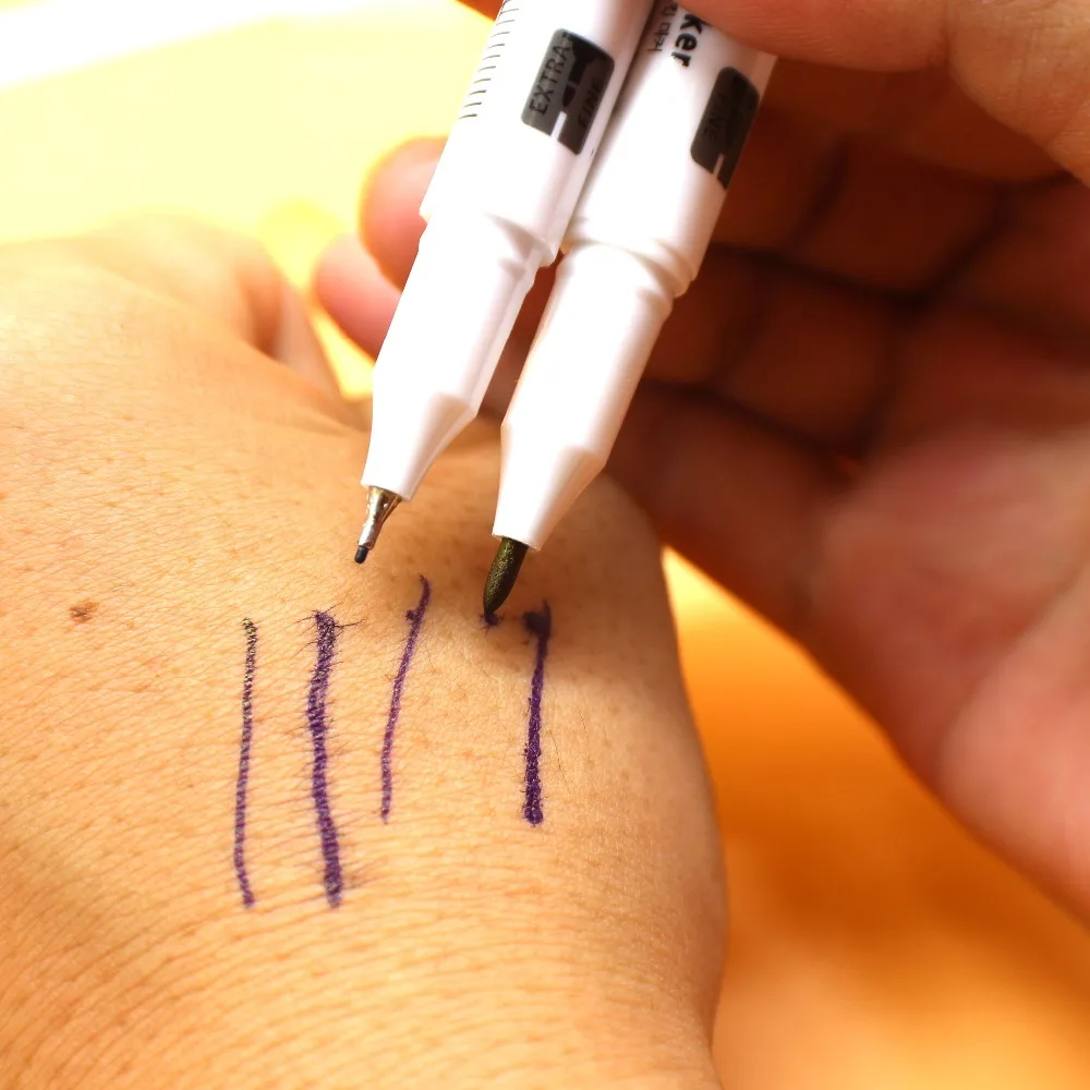 10 шт. водонепроницаемый тату кожи Маркер для пирсинга маркер ручка двойной головкой хирургические маркеры кожи с линейкой для бровей татуировки