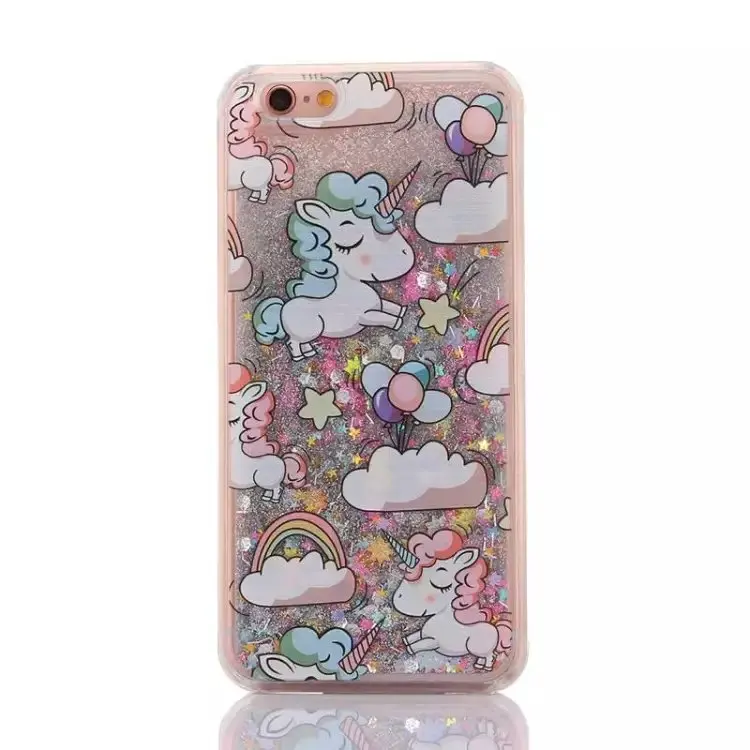 

Cartoon Unicorn Horse Cover Dynamic Paillette Glitter Stars Water Dynamic Liquid Case for iPhone X 4 4S SE 5 5C 5S 6 6S 7 8 Plus