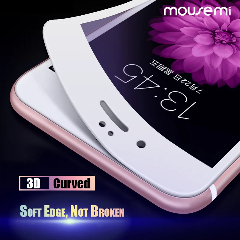 MOUSEMI закаленное стекло для iPhone 7 Защита экрана Мягкий край 8 Plus 3D полное
