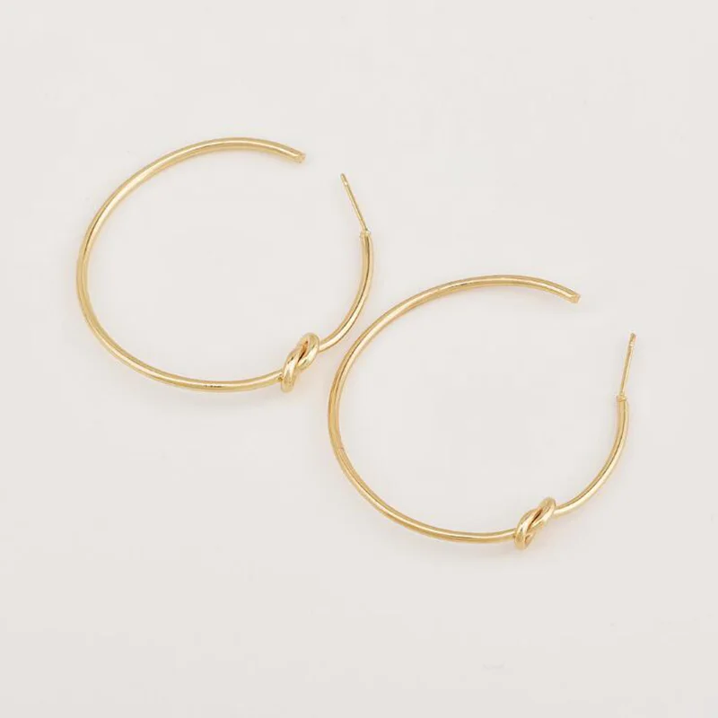 ES135 новые модные серьги с круглым узлом, индивидуальное женское кольцо для ушей, ювелирные изделия, большие круглые простые серьги для женщин, Brincos - Окраска металла: Gold