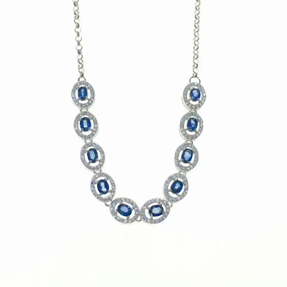 

shilovem 925 silver sterling real Natural sapphire link Bracelets fine Jewelry trendy party gift new plant 3*4mm ll0304882agl