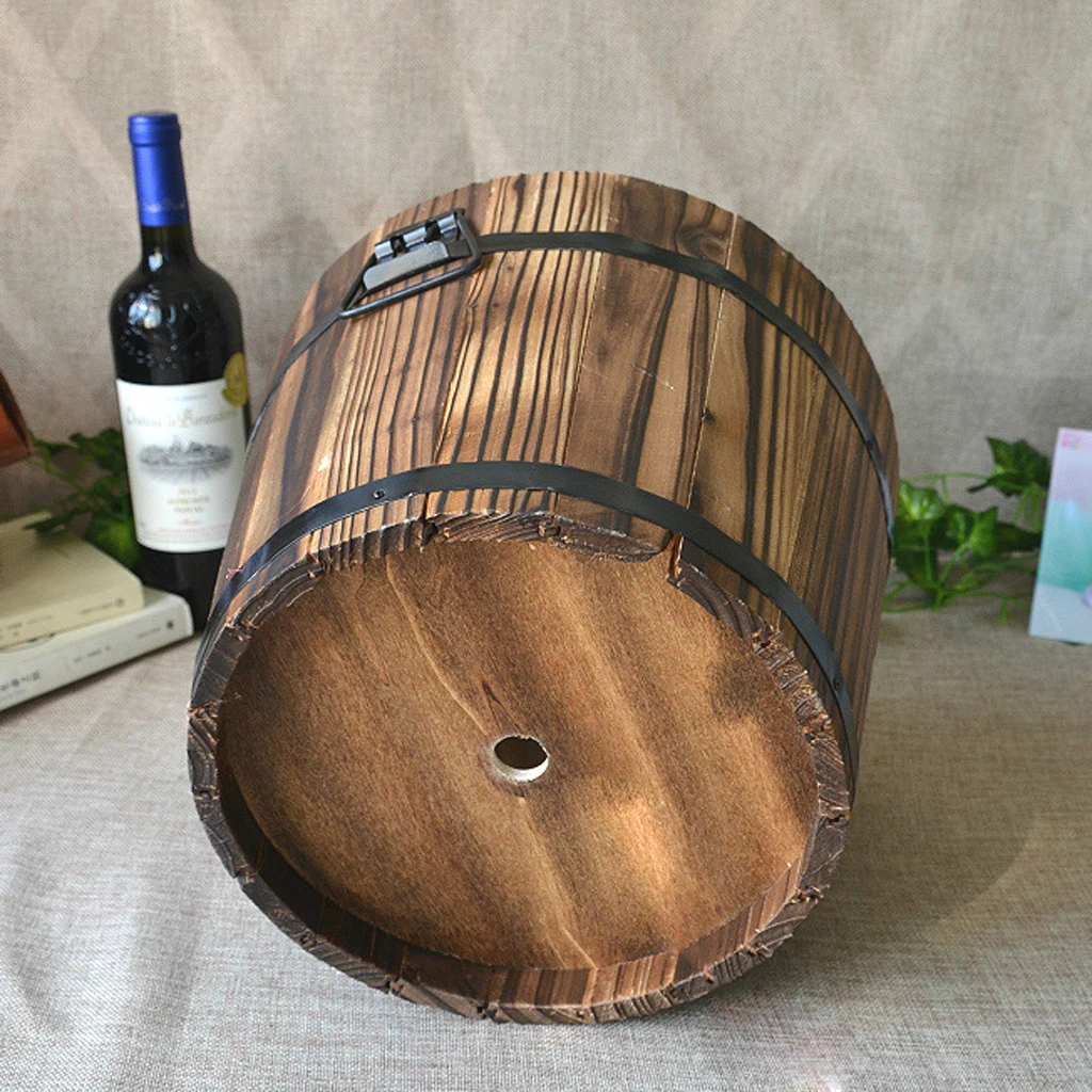 High quality Wooden Bucket Pot Flower Planter Barrel Patio Garden Outdoor Home Decor #1 S