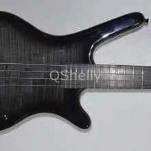 Высокое качество QShelly пользовательские черное пламя клен Джаз 4 струны P/J черное дерево гриф электрическая бас гитара Музыкальные инструменты магазин