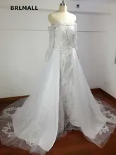 2018 Simple Ball Wedding Dresses Tulle Beading Crystal Applique Bridal Gowns Custom Made Full Sleeve High Quality Real Picture