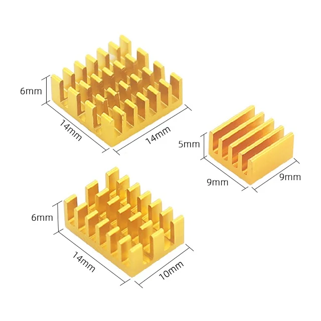 Для Raspberry Pi 4 теплоотвод 3 шт. Raspberry Pi 4B алюминиевый радиатор комплект для охлаждения кулер для Raspberry Pi 4 модели B - Цвет: Gold