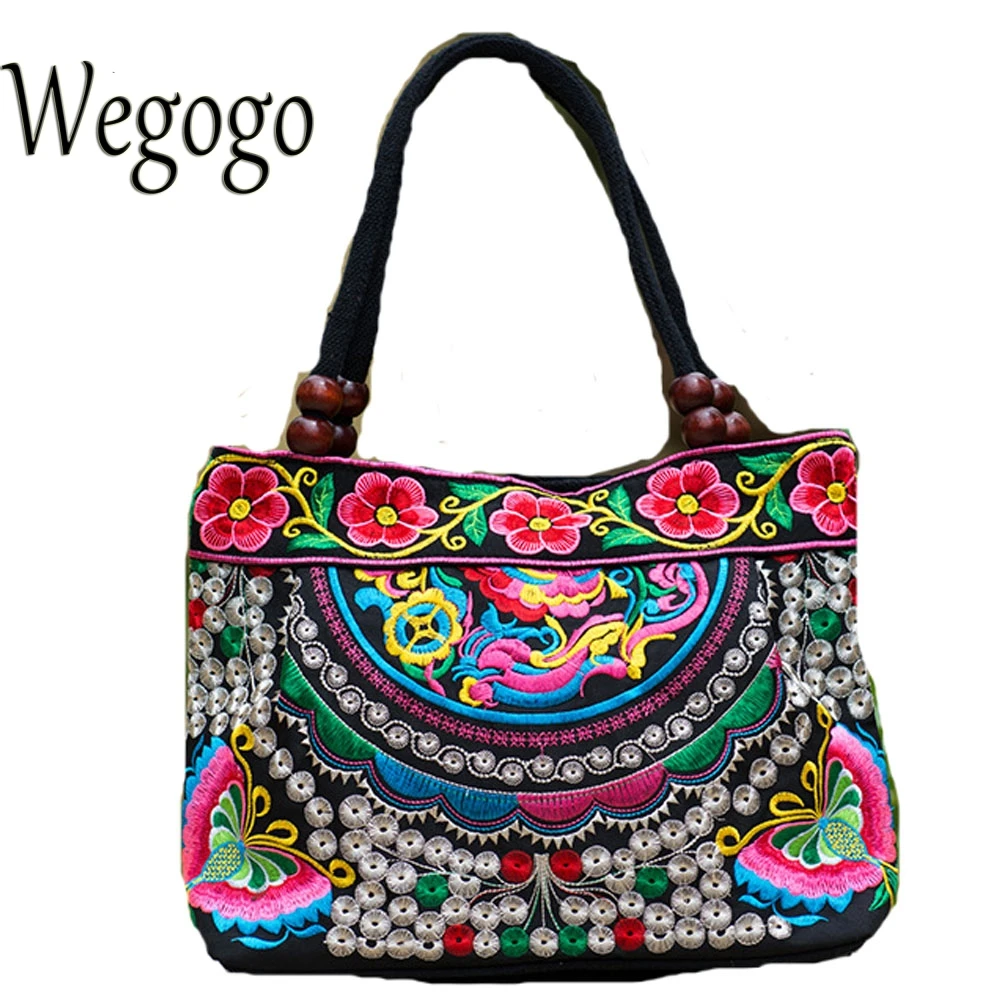 Wegogo Vintage National Ethnic Embroidery Bags Indian Boho Shoulder