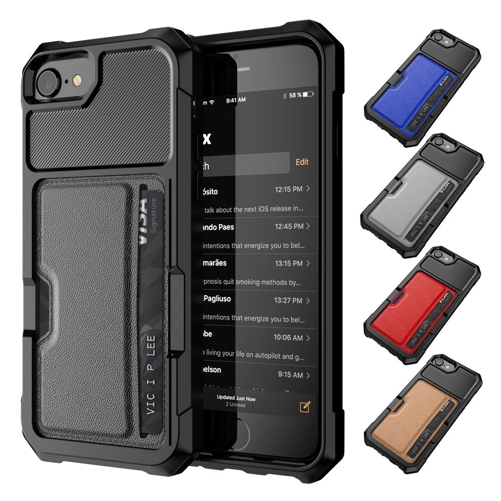 

OKAYUSED Card Slot Case For apple iPhone 6 s 7 8 Plus Leather PU & TPU Cover iPhone 8 Case for iphone 7plus 8plus 6s Funda Coque
