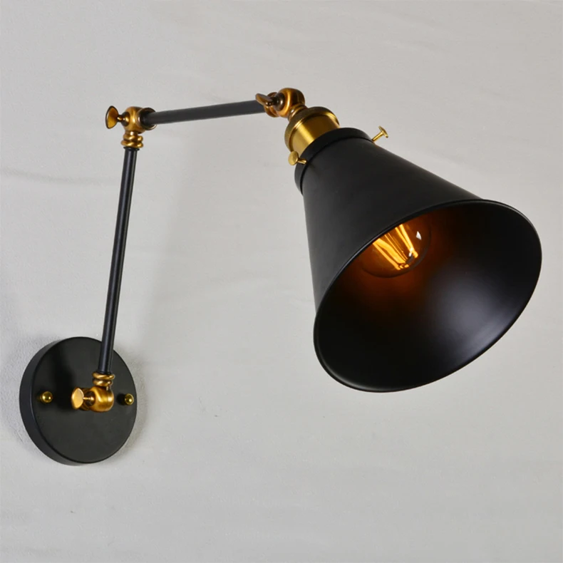 Витажный Промышленный Металлический Настенный светильник домой регулируемый настенный светильник длинные руки прикроватная лампа для