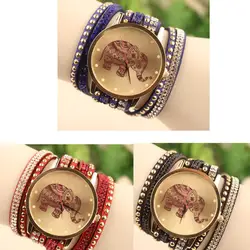 CCQ бархатные со стразами браслет женские часы высокий слон узор Relojes Hombre Винтаж Relogio Feminino Masculino Erkek K