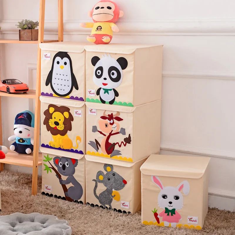 

3D Embroidery cartoon Children toys Organizer Storage Box can be washed foldable Clothes storage bins Oxford Cloth box
