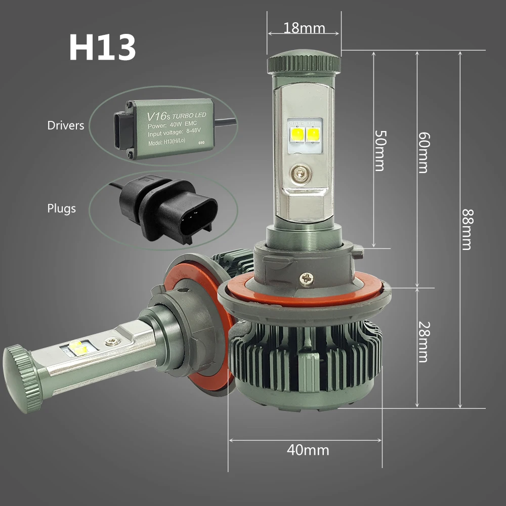 CNSUNNY автомобильный светильник Led H4 H13 9004 9007 Высокий Низкий Луч 8000лм XP-L чипы турбо головной светильник лампы для автомотивов передний налобный светильник