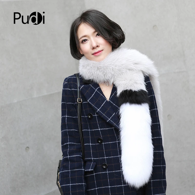 

SCM040 Fox Fur Scarf Scarves Neck Warmer Wrap Cape Shawl Poncho snood color blocking trend scarf