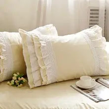2 шт., вышитый рюшами Чехол на подушку в европейском стиле, атласный хлопковый Чехол на подушку, постельные принадлежности, подушка, роскошная наволочка без наполнителя