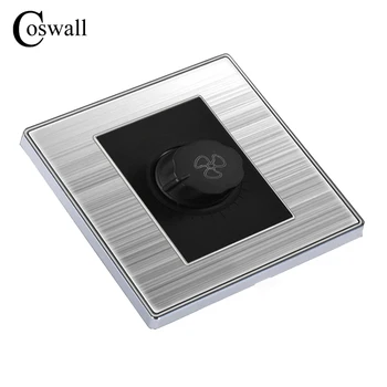

Luxury Fan Speed Controller Wall Switch Interruptor Brushed Silver Stainless Steel Panel Power Conmutador 10A AC 110~250V