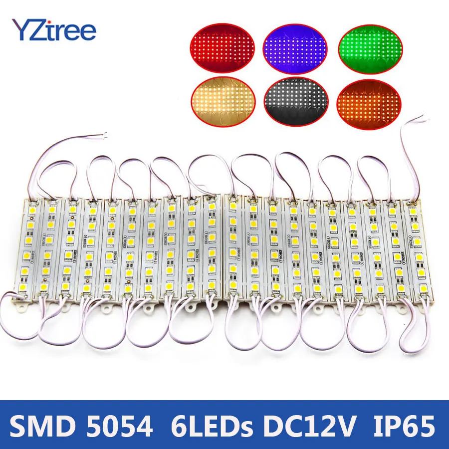 

20PCS/Lot SMD 5054 LED Module Light 6LED DC12V Waterproof LED Advertising Backlight Module Lamp Warm White/Red/Green/Blue/Yellow