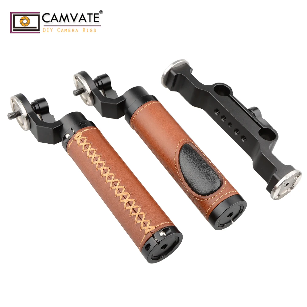 CAMVATE стиль розетка ручки (кожа) и 15 мм стержень зажим Railblock для DSLR ручка плеча Rig