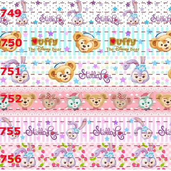 

NEW 50 yards Japanese cartoon bear and rabbit head ribbon printed grosgrain bows and ribbons 201