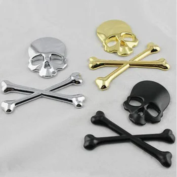 

(20pieces/lot ) Wholesale 3D Personalized Auto label metal skull bone Emblem badges car stickers car styling