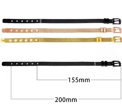 10 шт./партия, 8x210 мм, розовое золото, черный, серебристый цвет, браслет из нержавеющей стали, подходит для 8 мм, diy, скользящие буквы, Подвески