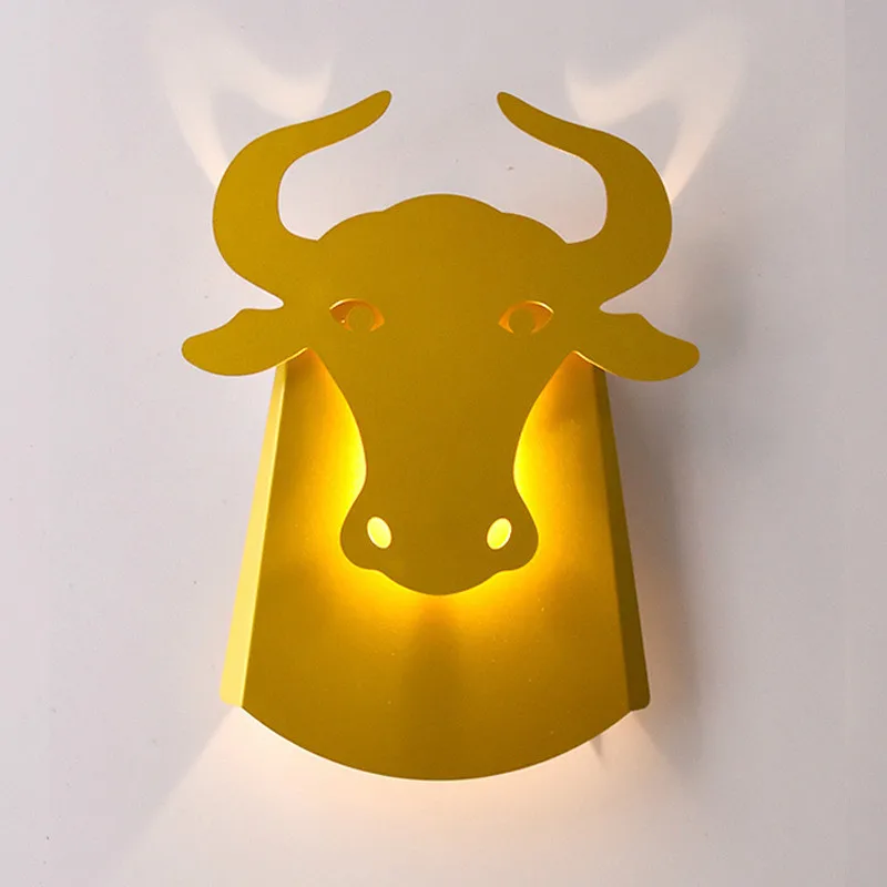 Nordic creative Bull head wall lamp living room restaurant aisle cafe iron personality bedroom bedside Ngau wall light IY121766 Nordic creative Bull head wall lamp living room restaurant aisle cafe iron personality bedroom bedside Ngau wall light IY121766