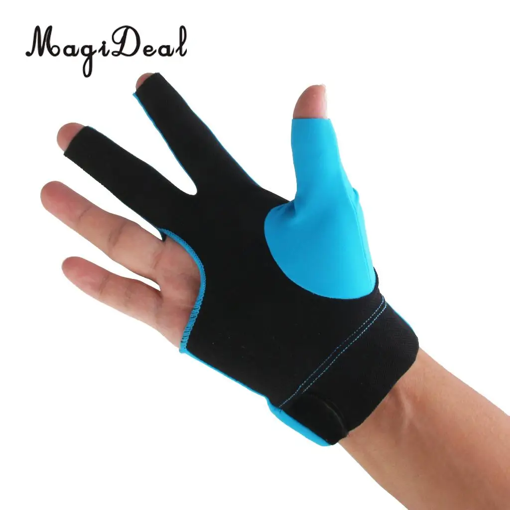 MagiDeal 1Pc Non-Slip Spandex Pro Player Snooker Billiard Cue Glove Right Hand Three Finger Glof High Quality Billiard Accessory