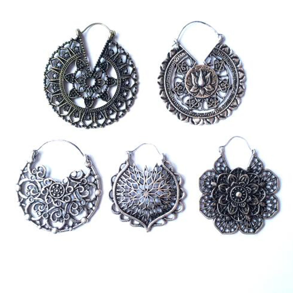 FREE Shipping U.S. Spiral Sun Earrings Tribal Style Copper Dangle Earrings
