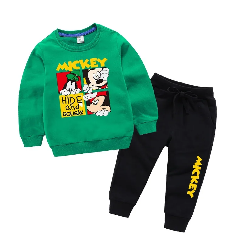 Модный тренд, Новогодняя одежда для мальчиков и девочек осенне-зимний детский комплект со свитером с Микки и Минни, Детский костюм детский комплект из двух предметов