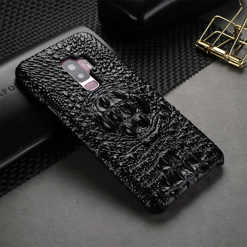 

Retro Leather Crocodile head Phone Case for samsung Galaxy S8 S9 plus note 8 9 original Anti-knock protective screen phone Cover