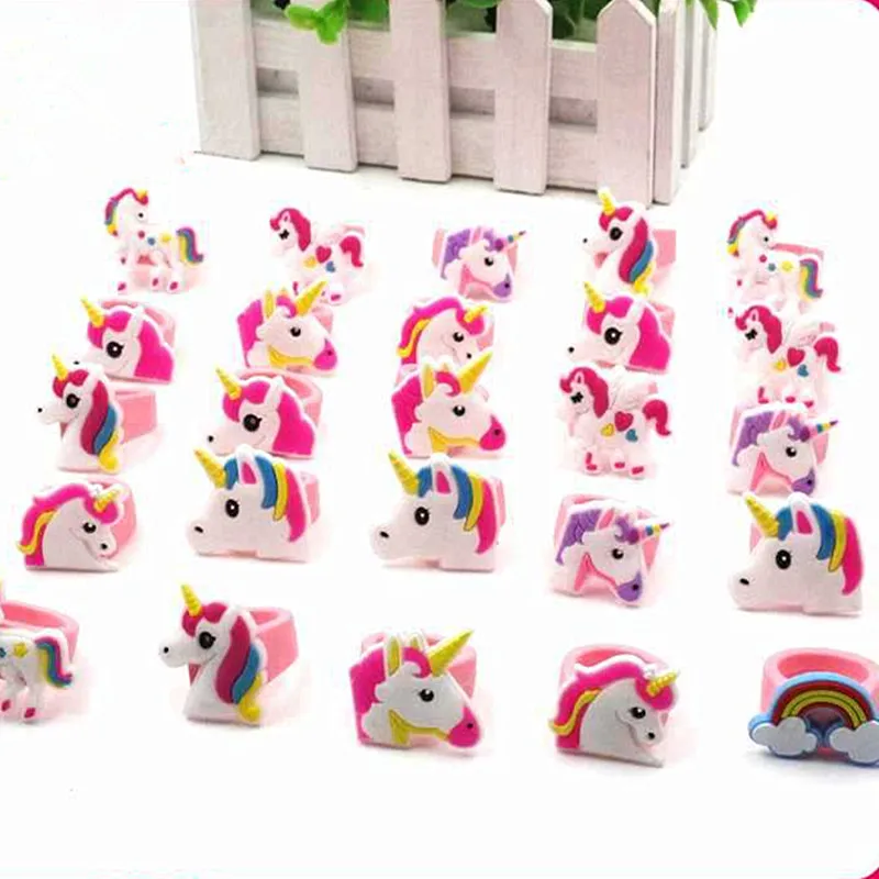 

10pcs Rainbow Unicorn Party Decoration Kids Gifts Rubber Ring Birthday Party Decorations Kids Baby Shower Event Party Supplies
