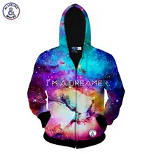 2017 Mr.1991INC I AM A DREAMER space galaxy zipper jacket for men/women 3d sweatshirt autumn hoody hooded hoodies Asia size S-XX