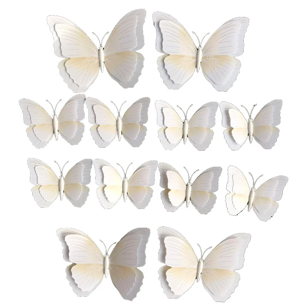 Simulation Butterfly Ornament 12Pcs Pvc White 3D Curtain Decoration Clip On Diy Accessory | Дом и сад