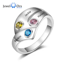 Персонализированные кольца из стерлингового серебра 925 для женщин индивидуальные 3 названия камень кольцо мать ребенок семейный подарок
