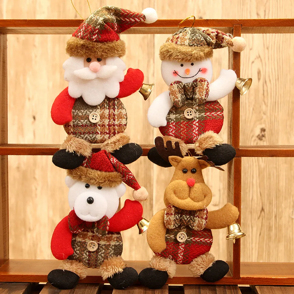

17*10CM Christmas Ornaments Gift Santa Claus Snowman Reindeer Toy Doll Hang Decorations Christmas Hang Decoration