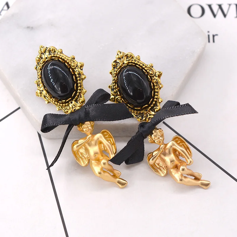 Baroque Style Angel baby Dangling Earrings Dolce Inspired Vintage Earrings For Women Statement Earring
