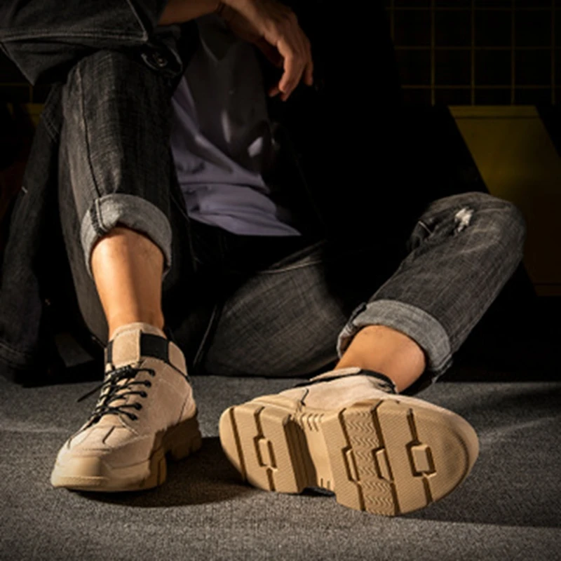Couro Tendência cotton Cotton Coreana Ajudar Algodão Selvagem Single De Homens Inglaterra Dos Casuais Outono Inverno Versão Single Color Alta Para Ferramental Sapatos Da sand FnxfRv4