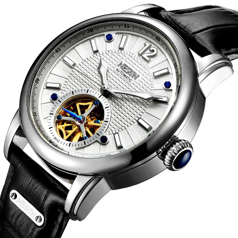 Швейцарские роскошные Брендовые Часы Nesun Skeleton Tourbillon Мужские автоматические часы