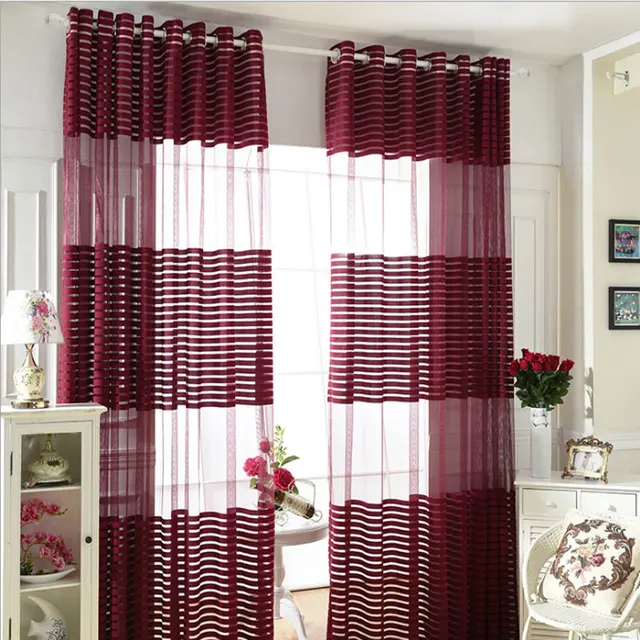 Luoshanna Américain Style Foncé Vin Rouge Translucidus Tulle Rideaux ... Luoshanna Américain Style Foncé Vin Rouge Translucidus Tulle Rideaux ...