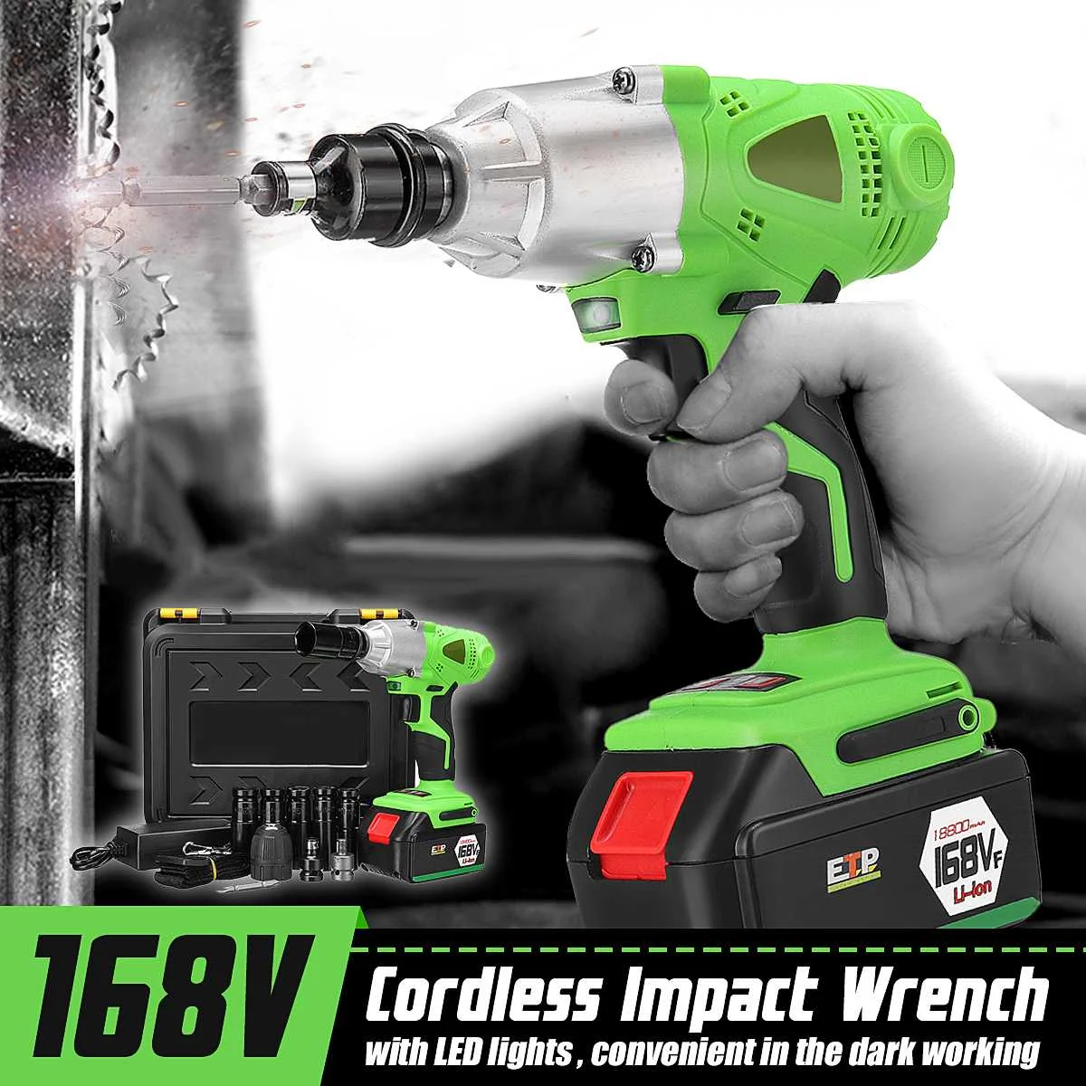 

220V 3/8''Electric Wrench 1 Battery 1 Charger 12800mAh/16800mAh/18800mAh/21800mA Cordless Impact Wrench Drill Rechargeable Tool