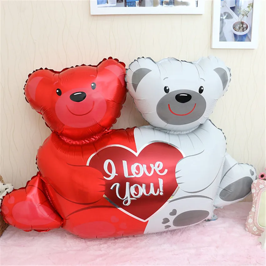 

100 X 76cm bear hug Heart Cartoon Aluminum Foil Balloons decorated children's birthday party balloon toy Party Supplier 5ZSH039