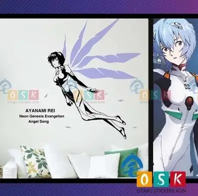 EVA Ayanami Rei Виниловые Настенные стикеры s Наклейка Декор домашний аниме мультяшный