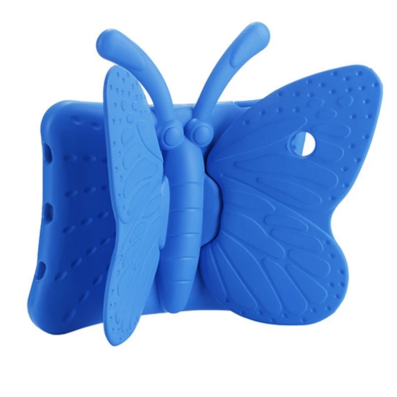 Для ipad чехол, бабочка дизайн EVA чехол с подставкой для детей para оболочка coque для ipad air/air 2/pro 9,7/ чехол - Цвет: Синий