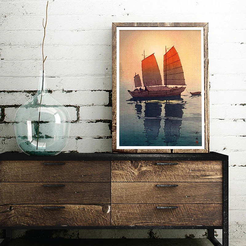 Vintage Japanese Ship Canvas Art Prints Home Decor
