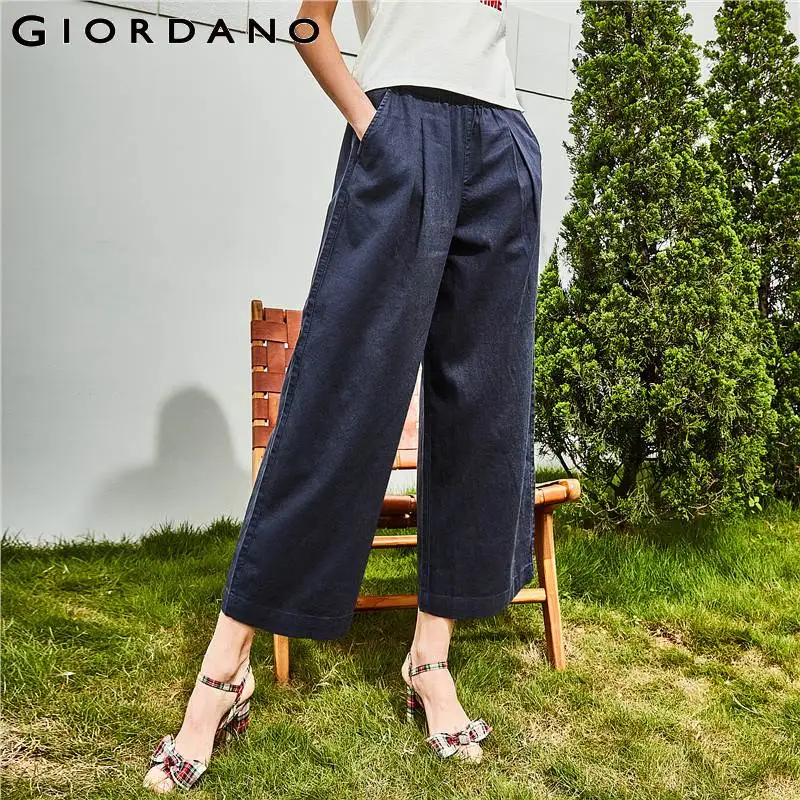 

Giordano Women Pants Linen Cotton Pants Lady Wide Leg Pantalones Mujer Mid Rise Trousers For Women Fashion Calca Feminina