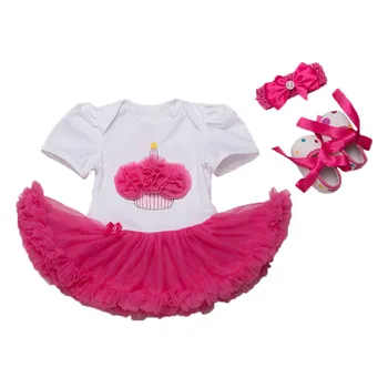 

Baby Romper Newborn Clothing Set Tutu Dress Jumpersuit Headband Shoes 3pcs Set Cake 1st Birthday Infant Baby Clothing Bebes Pink