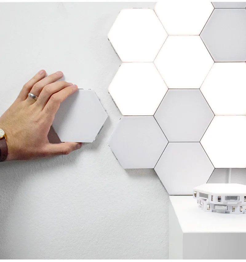 Sensível à Luz da Noite Toque Modular Hexagons Magnéticos Decoração Criativa Parede Lampara Quantum Lâmpada Led Hexagonal Lâmpadas Diy 6 Diy toque sensível à luz da noite